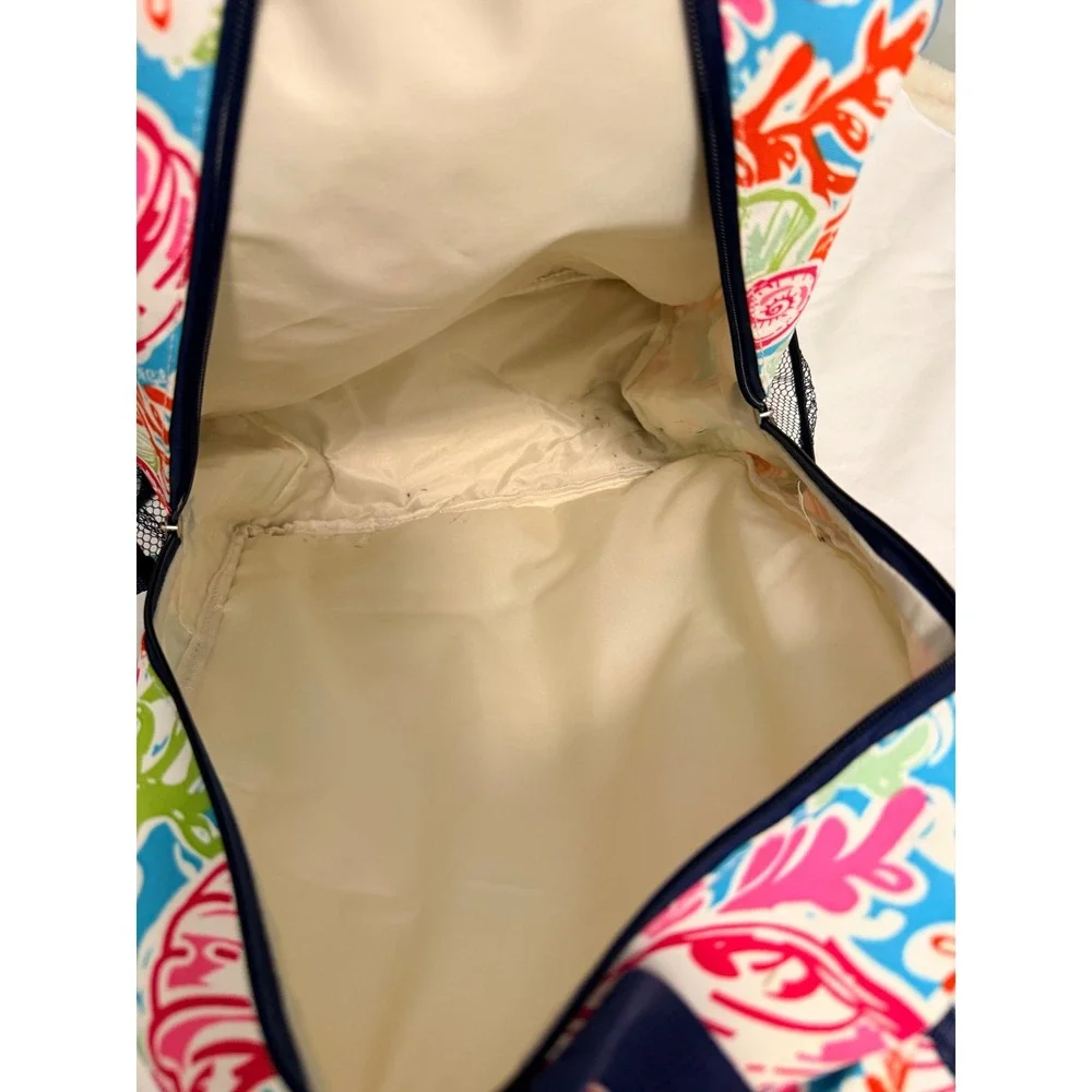 N.Gil Coastal Seashell Coral Print Backpack Blue Pink Green Travel School Bag